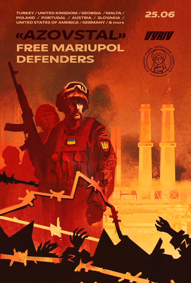 NoahBrooks99's tweet photo. June 25 will be an international day of awareness of the Mariupol defenders currently held captive by Russia. #Ukraine #Azovstal https://t.co/0rJ0xJoSbl