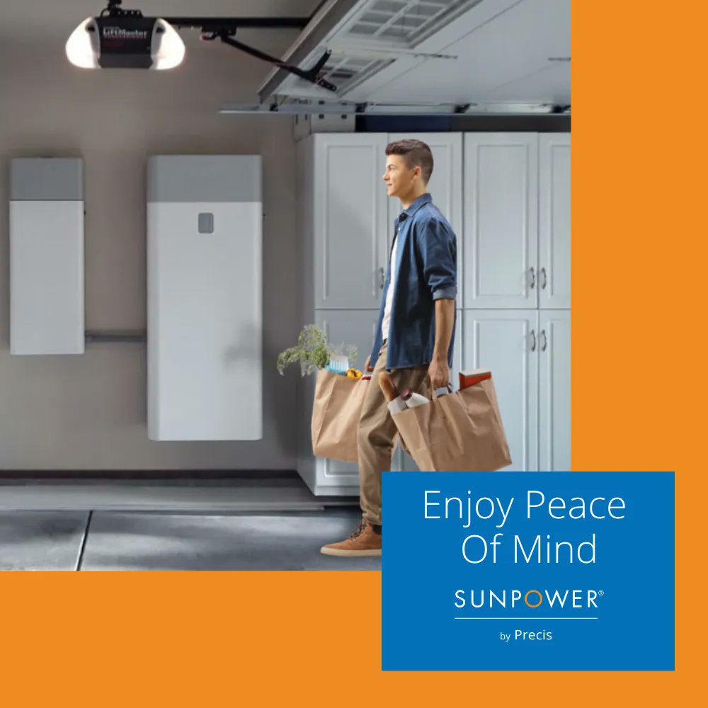 PrecisSolar's tweet image. Getting a backup battery can help increase your energy independence by helping store solar energy for when you need it most. Check out the options we at SunPower by Precis have to offer for additional energy storage. #energyindependence #backupbattry #solarstorage