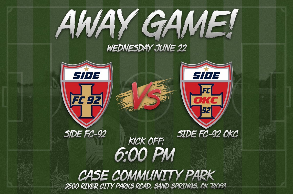 OKCSideFC's tweet image. Escape this heat by joining us in the frozen North, (well, the Tulsa metro anyway) on Wednesday night as we visit our friends at Side FC-92! #onside #stayonside