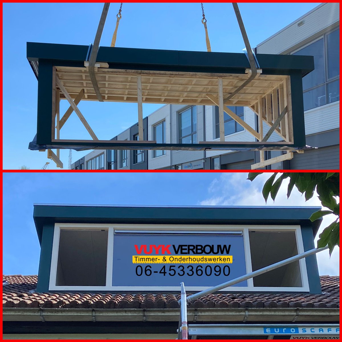 #Dakkapel geplaatst in #Schiedam 🏡. Door ons aan de zaak gemaakt, transport en op het dak gemonteerd 🏗. Vervolgens de binnenkant netjes afgewerkt. 

Ook interesse? Neem contact op via 🌍vuykverbouw.nl #aannemer #timmerman #maatwerk