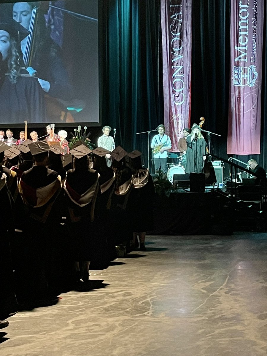 MemorialU's tweet image. And we’re off! @jennymallard with the Ode to Newfoundland marks the start of our second session of postponed convocation #MUNgrad