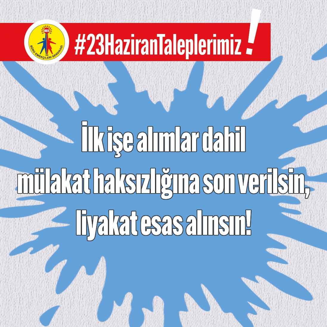 #23HaziranTaleplerimiz : Mülakat değil, liyakat
<a href="/BirGun_Gazetesi/">BirGün Gazetesi</a>  <a href="/abcgazete/">ABC Gazetesi</a>  <a href="/evrenselgzt/">Evrensel Gazetesi</a>
<a href="/tele1comtr/">Tele1 TV</a>  <a href="/halktvcomtr/">Halk TV</a>  @krtkulturtv  
<a href="/HMBakanligi/">T.C. Hazine ve Maliye Bakanlığı</a>  <a href="/TurkiyeIsKurumu/">İŞKUR</a>  <a href="/sgksosyalmedya/">SGK</a>
<a href="/iyiparti/">İYİ Parti</a>  <a href="/herkesicinCHP/">CHP 🇹🇷</a>  <a href="/devapartisi/">DEVA Partisi</a>   <a href="/GelecekPartiTR/">Gelecek Partisi</a> <a href="/SaadetPartisi/">Saadet Partisi</a>  <a href="/_DemokratParti/">Demokrat Parti</a>