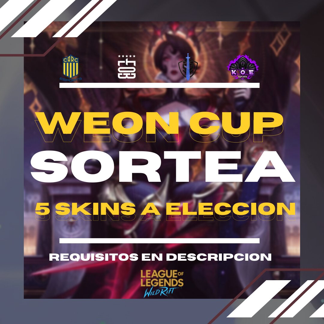 Y que mejor que premiar a aquellos que nos apoyan en todo!
El dia de mañana estaremos sorteando 5 skins de 990WC!
Requisitos:
✅️ Dar RT🔄 y FV❤️
✅️ Seguirme
✅️ Seguir a los equipos <a href="/CARCeSports/">Rosario Central esports</a> <a href="/CRG_GamingWR/">Crusaders Gaming</a> <a href="/EternalOB_/">Eternal OB</a> @KOE_E_Sports 
Los ganadores se anunciaran en stream!