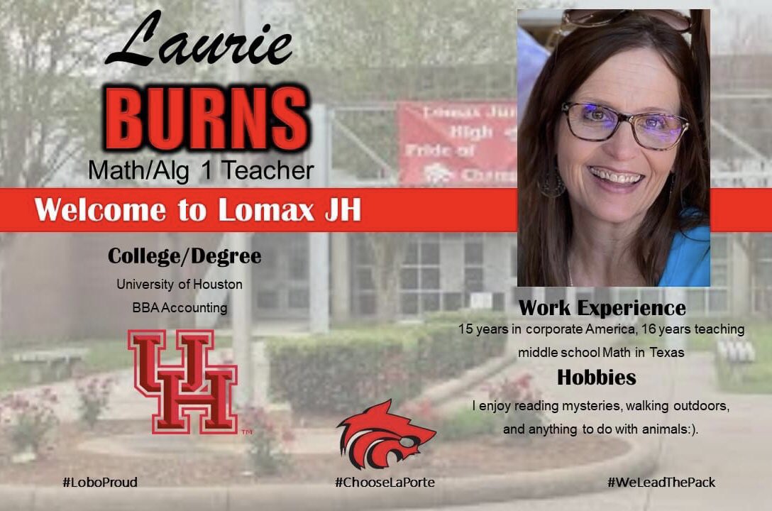LXJ_LOBOS's tweet photo. Hey Lobos! Please welcome Mrs. Laurie Burns to the Lobo Family! She is going to be a great addition to LXJ! #LoboProud #WeLeadThePack #ChooseLP https://t.co/CR1MFdUpfF