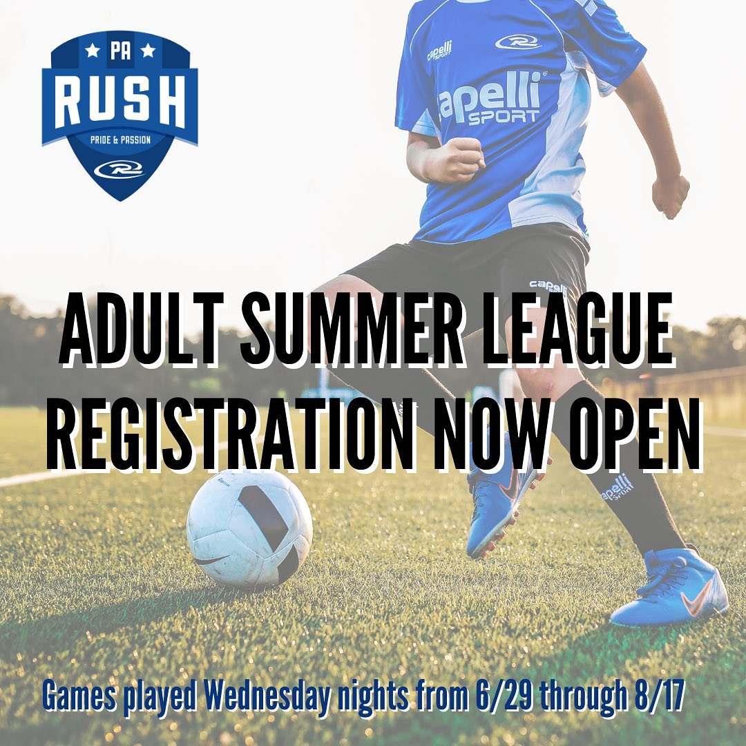 PARushSoccer's tweet photo. PA Rush Summer Adult League registration is still open for a few days -- come join us and #livelaughlove #soccer.  Scan to register as a team or individually!  Questions: adultleague@parush.com #adultleague #ruid #passion #buckscounty #summer #socialsoccer https://t.co/ZuzpsX2oXK