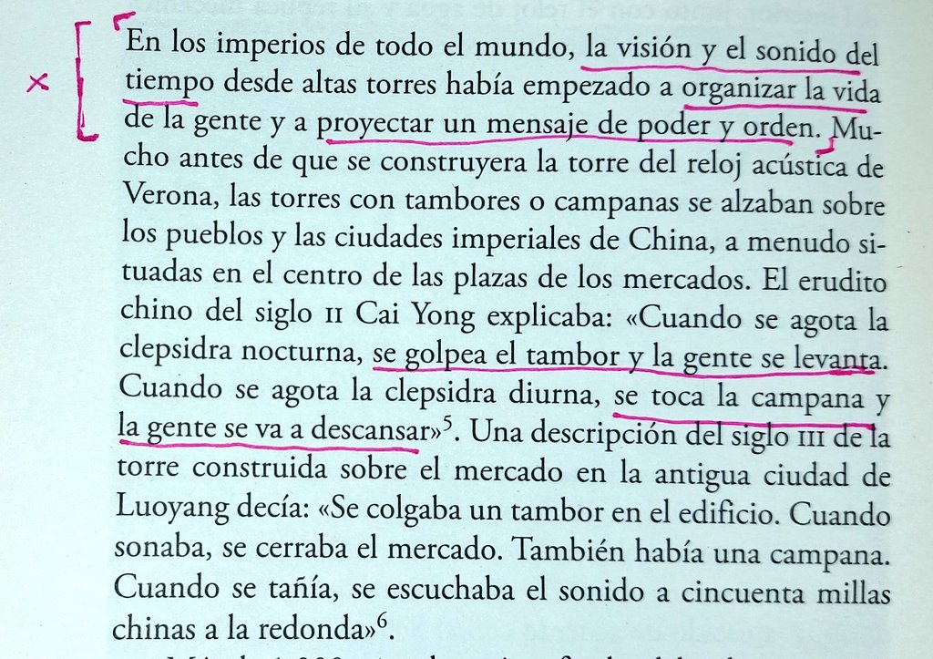 IkerMadrid12's tweet photo. La visión y el sonido del tiempo (esto es, las torres de reloj públicas y acústicas) han cumplido históricamente, desde los primeros imperios, el papel no sólo de organizar la vida de la gente, sino también de proyectar un mensaje de poder y orden. (David Rooney, 2022) https://t.co/pFFpl23hbO