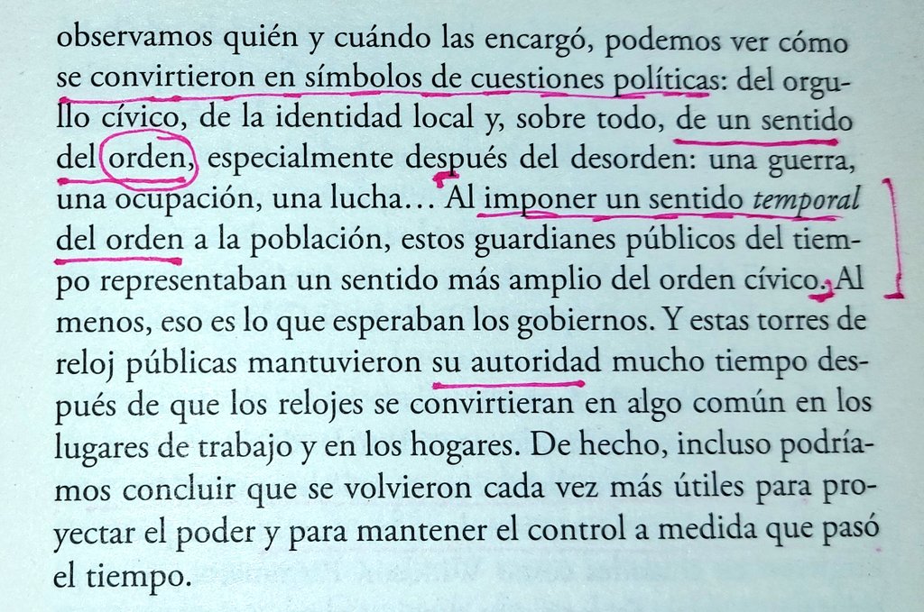 IkerMadrid12's tweet photo. La visión y el sonido del tiempo (esto es, las torres de reloj públicas y acústicas) han cumplido históricamente, desde los primeros imperios, el papel no sólo de organizar la vida de la gente, sino también de proyectar un mensaje de poder y orden. (David Rooney, 2022) https://t.co/pFFpl23hbO
