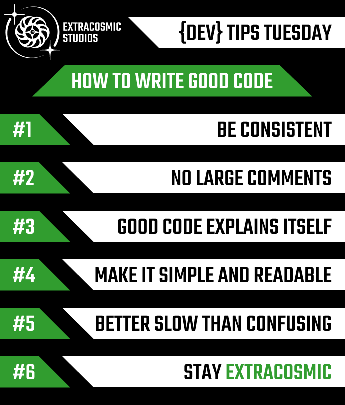 ExtracosmicS's tweet photo. Happy #DevTipsTuesday! π
And happy #Coding! π₯
#ExtraCosmicStudios
#gamedevelopment #indiedev #gamedev #IndieGameDev https://t.co/Hy7AzMF21v