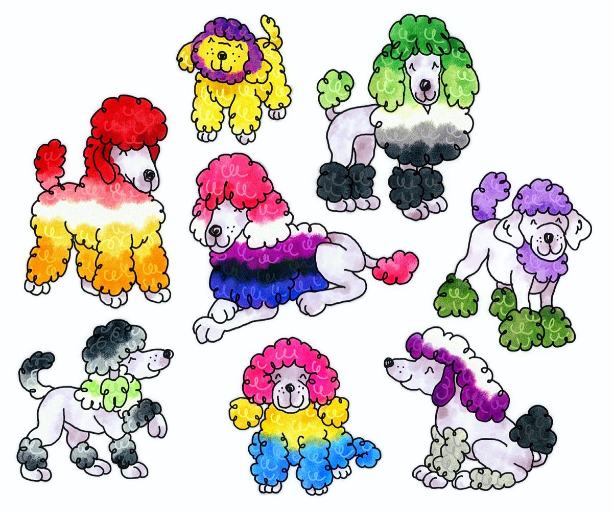 「All together! 🏳️‍🌈🐩🏳️‍🌈🐩🏳️‍🌈 」|CAPTAINのイラスト