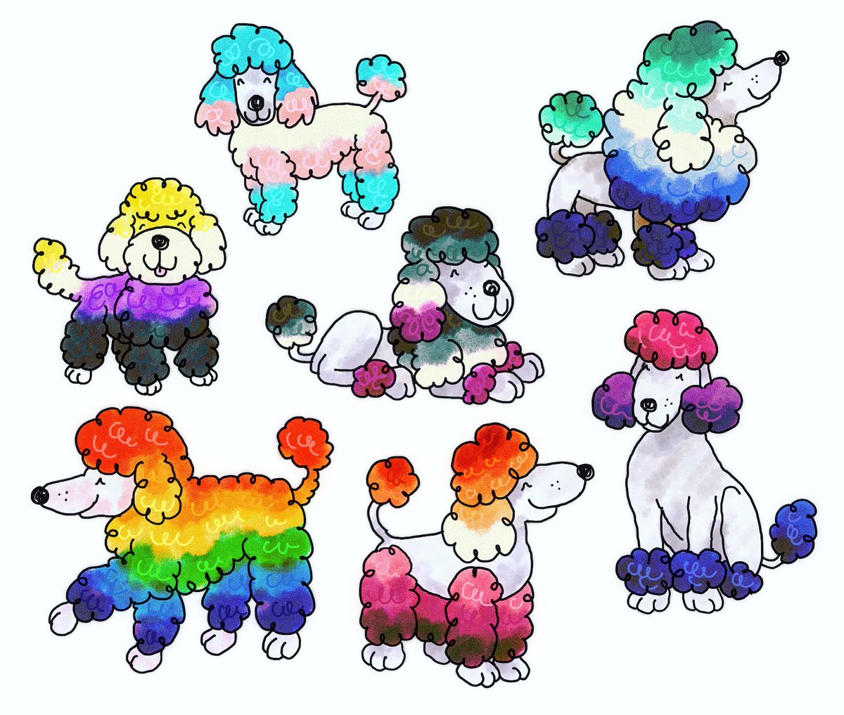 「All together! 🏳️‍🌈🐩🏳️‍🌈🐩🏳️‍🌈 」|CAPTAINのイラスト