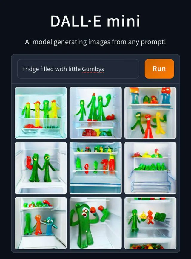 RandomCraiyon's tweet image. Fridge filled with little Gumbys #craiyon #dalle #dalle2 #dallemini #ai
