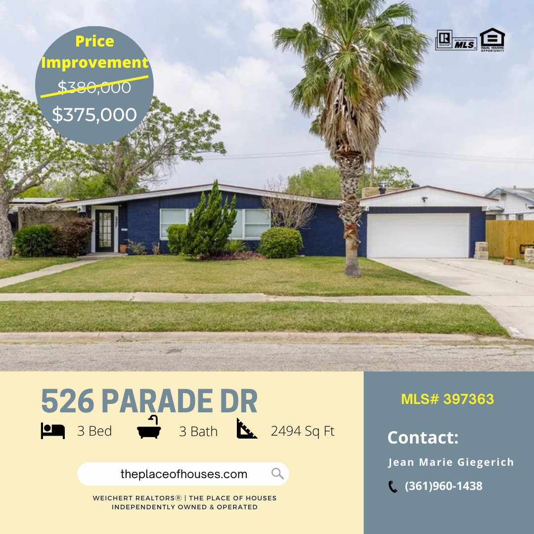 WeichertTPOH's tweet image. #CorpusChristi  3 bed, 3 bath, 2 dining areas, fam room w/ fireplace, living area w/ fireplace. #ModBit roof w/ #OwensCorning duration shingles w/ #TriBuilt synthetic underlayment #copperflashing #Corpus #CorpusHomesForSale #CorpusRealEstate #TexasBeachHomes #ThePlaceOfHouses