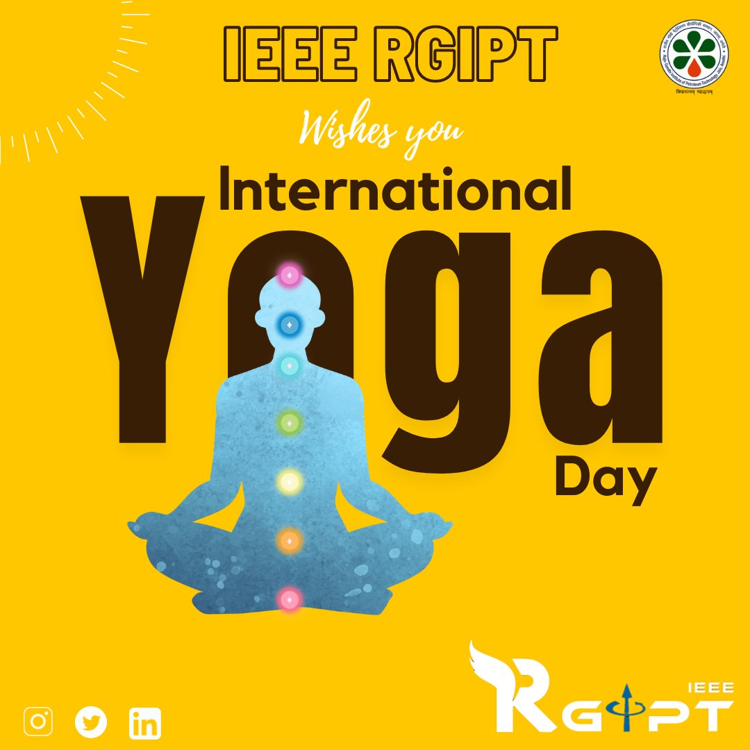 IRgipt's tweet photo. Hello there, everyone.
IEEE RGIPT wishes you a wonderful
 and energetic International Yoga Day.
Let us renew our lives and give them a 
new start by practicing yoga.

Thanks and regards
IEEE RGIPT SB.
#rgipt #ieee #YogaDay #YogaForHumanity #yoga https://t.co/ifwpUSVofm