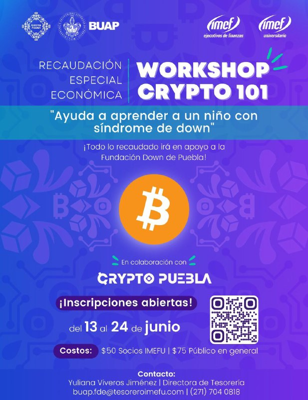 Me complace anunciar que el próximo 1ero y 2 de Julio estaré colaborando con <a href="/archdefi/">Arch Blockchains</a>, @DVRPT_FI, <a href="/imefuniv/">IMEF Universitario</a> y <a href="/IMEFU_BUAPFDE/">IMEF Universitario BUAP Facultad de Economía</a> en un taller básico de crypto