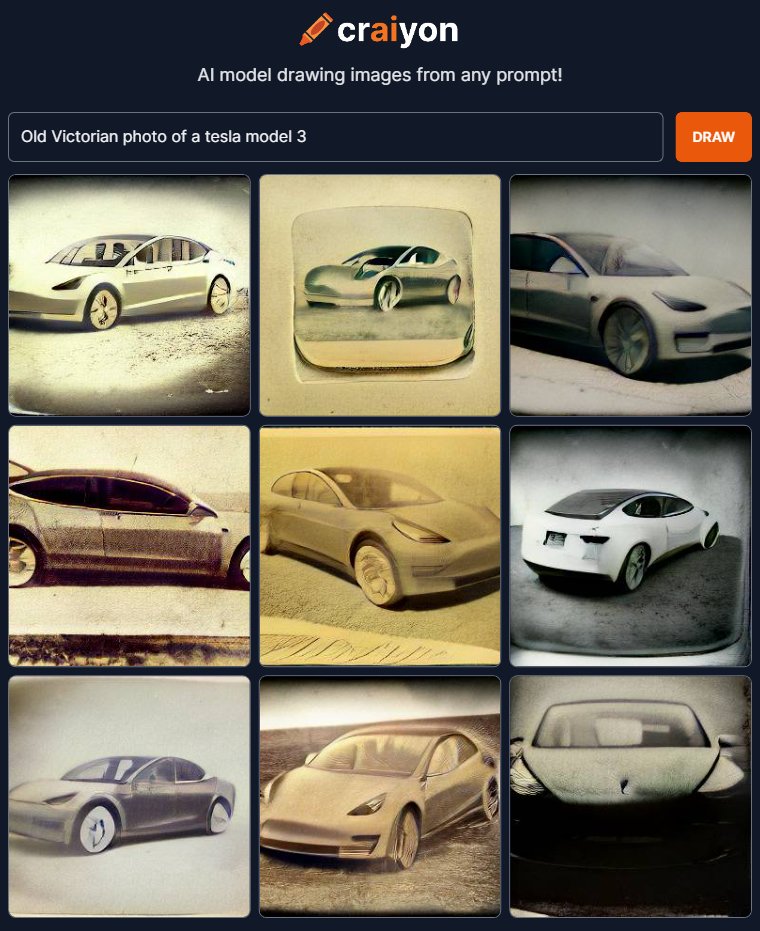 RandomCraiyon's tweet image. Old Victorian photo of a Tesla Model 3 #craiyon #dalle #dalle2 #dallemini #ai