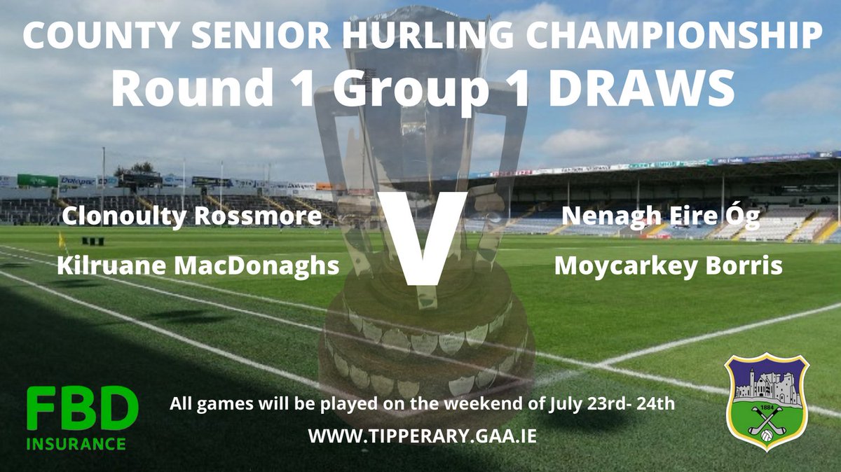 TipperaryGAA's tweet photo. 2022 FBD Insurance County Senior Hurling Championship, Round 1 Draws https://t.co/iRTEZBrtO5
