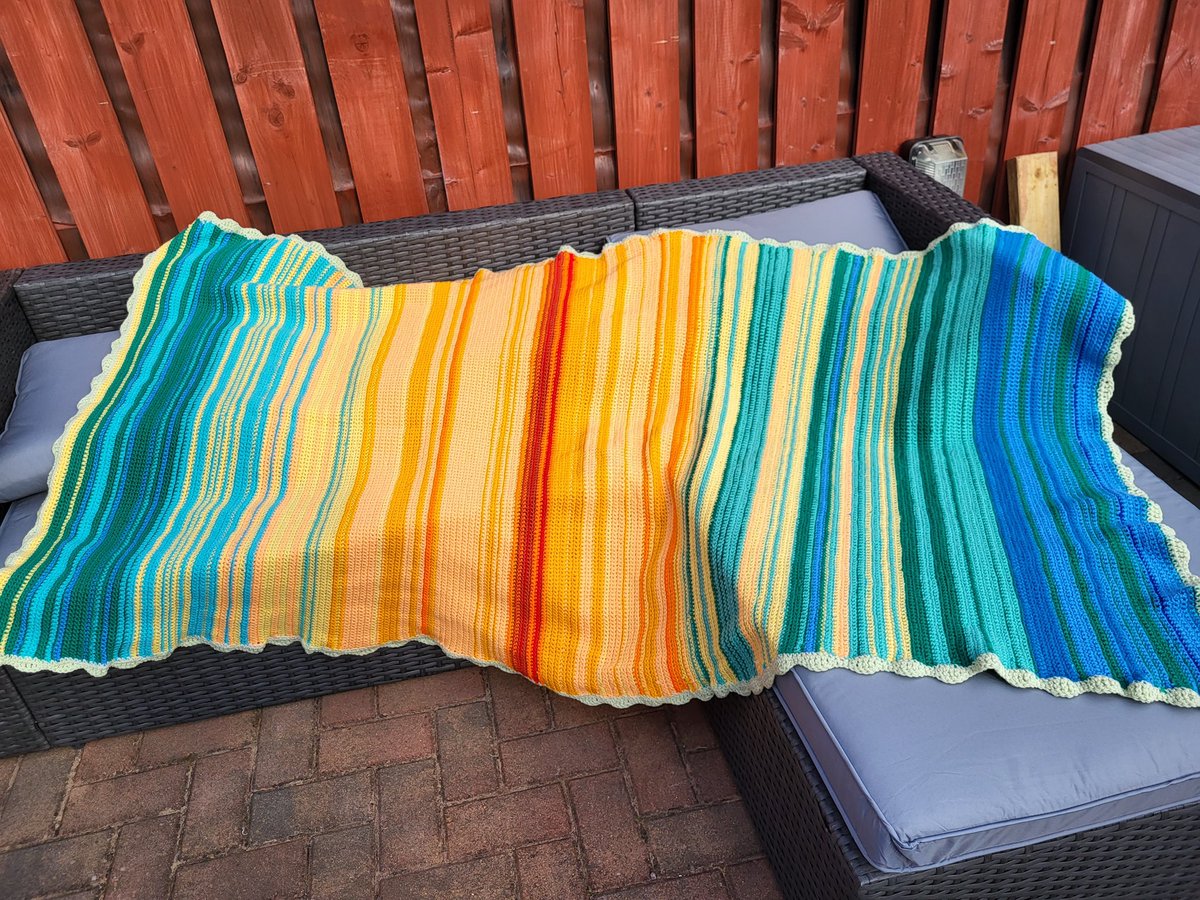 It’s #ShowYourStripesDay - a day to spread awareness about #climatechange This blanket was made by Kate, our BA, who knitted a row every day in 2021, with the colour matched to the temp at noon in Belfast. Just look at the dark red in July, the 5th warmest on record!