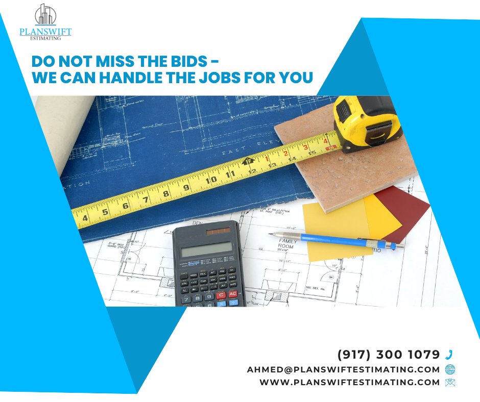 PlanSEstimating's tweet image. Outsource Your Estimates!
Email: ahmed@planswiftestimating.com
Phone: +1 917 300 1079
.
.
.
#projectmanager #estimating #subcontractors #constructionestimation #estimation #costestimation #quantitytakeoff #materialtakeoff #materials #constructionestimating #projectmanagement