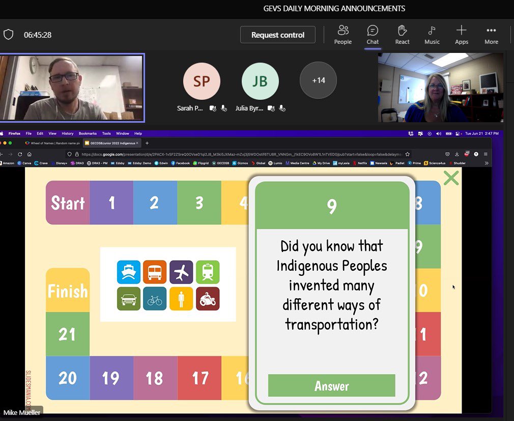 Fabulous learning opportunity for over 600 of our students today! Thank you <a href="/TinaDeCastro1/">Tina DeCastro</a> for sharing the great Indigenous History Month game! We learned so much! <a href="/ClaraHowitt/">Dr. Clara Howitt</a> <a href="/shelpike/">Shelley Pike</a> <a href="/DarinTeach/">Darin Carroll</a>