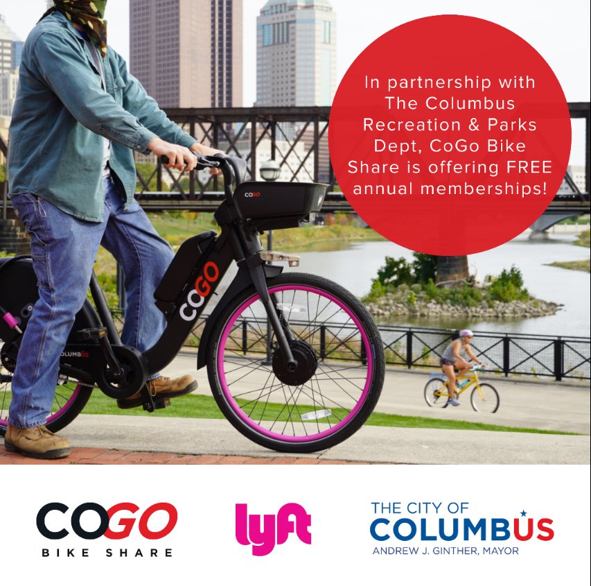 Village in the Ville (@villevillage) on Twitter photo Get ready to ride, Columbus! In partnership with the <a href="/ColsRecParks/">Columbus Rec & Parks</a>, residents 18
and older can receive a FREE CoGo Annual Membership. Membership includes unlimited 45-minute classic bike rides + ebike discounts🚲🎉 Get ready to ride, Columbus! In partnership with the <a href="/ColsRecParks/">Columbus Rec & Parks</a>, residents 18
and older can receive a FREE CoGo Annual Membership. Membership includes unlimited 45-minute classic bike rides + ebike discounts🚲🎉