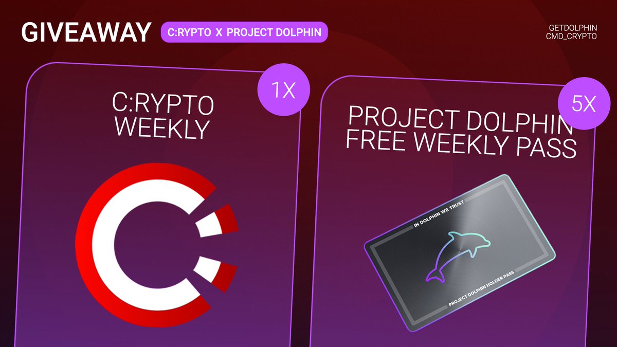 root (@cmd_root) on Twitter photo Giveaway
@cmd_crypto x <a href="/GetDolphin/">Project Dolphin</a>
5x Free Weekly Passes <a href="/GetDolphin/">Project Dolphin</a>
1x Free Weekly @cmd_crypto
How to enter:
- Follow @cmd_crypto & <a href="/GetDolphin/">Project Dolphin</a>;
- Like & Retweet;
- Tag 2 Friends.
6 Winners. Results in 48 hours. Good luck! Giveaway
@cmd_crypto x <a href="/GetDolphin/">Project Dolphin</a>
5x Free Weekly Passes <a href="/GetDolphin/">Project Dolphin</a>
1x Free Weekly @cmd_crypto
How to enter:
- Follow @cmd_crypto & <a href="/GetDolphin/">Project Dolphin</a>;
- Like & Retweet;
- Tag 2 Friends.
6 Winners. Results in 48 hours. Good luck!