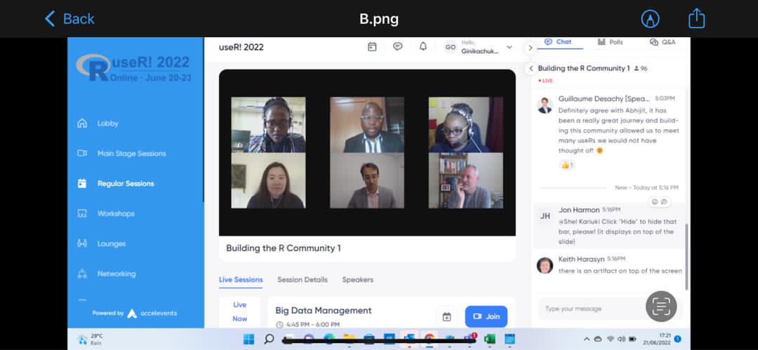 Thoroughly enjoyed the presentations. We discussed R in FDA, the AstraZeneca team experience, lessons from starting the Nairobi R-Ladies community and using containers to teach R. Thanks to our speakers 😊