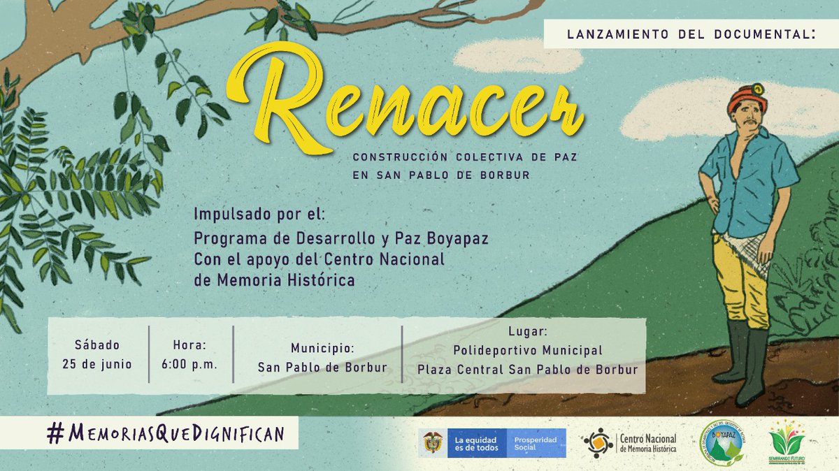 AlcaldiaBorbur's tweet photo. La Administración Municipal #SembrandoFuturo 🌻🌱 invita a toda la comunidad de San Pablo de Borbur y el Occidente de Boyacá al lanzamiento oficial de “Renacer: construcción colectiva de paz en San Pablo de Borbur”. https://t.co/QCw6L4Udqd