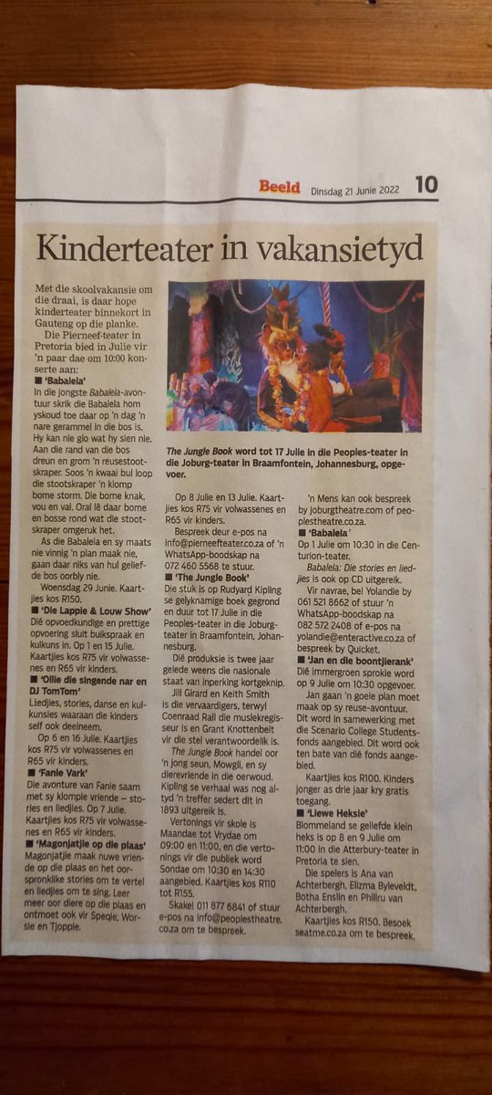 #Ollie #Die #Singende #Nar #vermaak in #julie #Pierneefteater