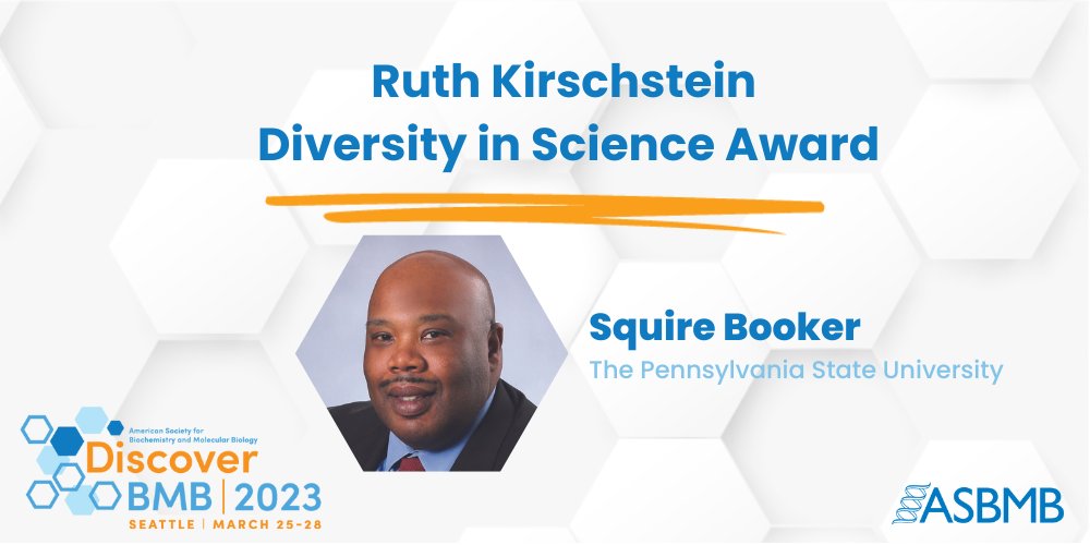ASBMB's tweet photo. Congratulations to @BookerMan_PSU at @PSUScience, on winning the 2023 Ruth Kirschstein Diversity in Science Award! Booker is a past chair of the ASBMB’s Minority Affairs Committee and established the ASBMB IMAGE grant-writing workshop. #DiscoverBMB
https://t.co/Q4Ae4xgzHv https://t.co/CLkmYmGnxC