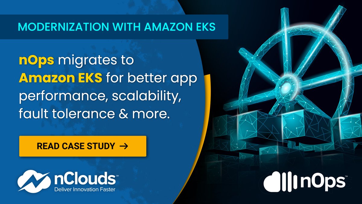 Learn how nClouds helped nOps migrate its cloud data platform from #AmazonECS to #AmazonEKS for a #FaultTolerant #AWSinfrastructure with improved #ApplicationPerformance, compliance, #scalability &amp; more. #Containers <a href="/AWS_Partners/">AWS Partner Network</a> Read case study hubs.la/Q01dQDl00