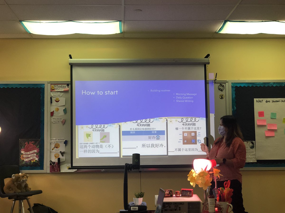 WilliamsThadUW's tweet photo. A #duallanguage coach and teacher sharing about their work in a DL #mandarin classroom focusing on supporting #biliteracy and #wordstudy in a #kindergarten classroom. #SPSDLInstitute2022 https://t.co/Kc1b9M5UNT