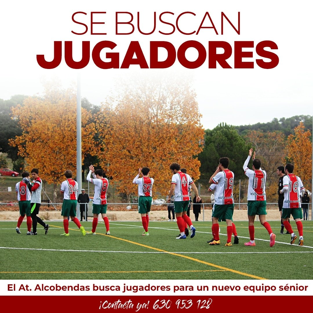 AtAlcobendas's tweet photo. ⚽ Se buscan JUGADORES

En el Atlético Alcobendas estamos trabajando en la creación de un nuevo equipo sénior en el club.

¿Estás dispuesto a darlo todo para ganar? ¡Este es tu sitio!

#SomosEquipo 💚❤️⚽ https://t.co/g9GLYNN75U