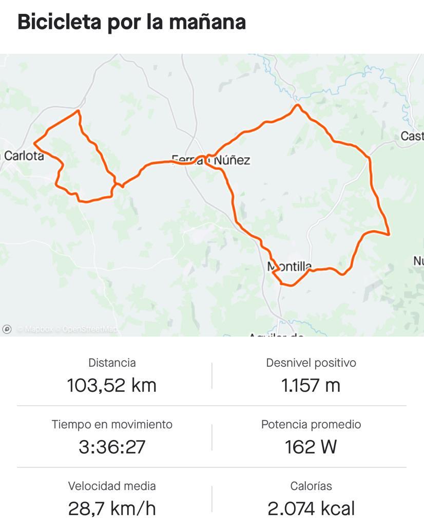 Seguimos sumando en #IMIBICChallenge, hoy <a href="/PedroArevaloB/">Pedro Arevalo B.</a> ha realizado 103 km sobre 2 ruedas 🚴por la Campiña Sur Cordobesa🗺️con el fin de destacar la importancia de los hábitos de vida saludables 👟🥗y la investigación biomédica 🔬  <a href="/IMIBIC/">IMIBIC</a> <a href="/HUReinaSofia/">Hospital Universitario Reina Sofía</a> 🧐 #LaInvestigaciónEsVida