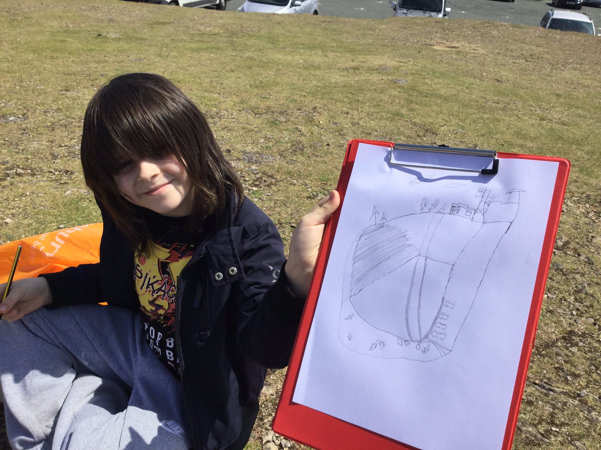 StBernardsep's tweet photo. Team 3 finished their day at the summit of the Great Orme. We created sketch maps to record their view from the different compass points. #stbGeography #stbfieldwork https://t.co/GDiOu7g5uE