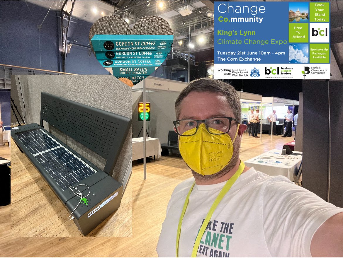 WestNorfolkRob's tweet photo. ♻️Today I visited the Climate Change Expo in #KingsLynn @klcornexchange organised by @norfolkchamber with @WestNorfolkBC
Great to meet green businesses helping people & companies on their journey to #NetZero & reducing carbon emissions. #SolarBench ☀️ #CompostableCoffeePods ☕️ https://t.co/olK7LYW8Ee