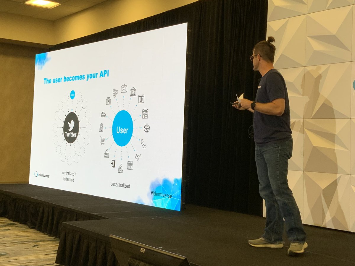 At #Identiverse2022, <a href="/Avast/">Avast</a> Principle Cryptography Engineer <a href="/brentzundel/">Brent Zundel</a> explains how #decentralized #identity essentially gives every user their own private #API that the user can expose via their #digitalagent and #digitalwallet for any relationship they want.