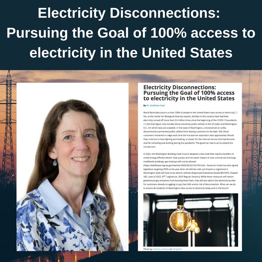 EvergreenMES's tweet photo. Congratulations to MES faculty Kathleen Saul for the recent publication on her article Electricity Disconnections: Pursuing the Goal of 100% access to electricity in the United States.

Read the full article by visiting https://t.co/4m8m9FFTBd

#EnergyTransition https://t.co/dhbYIKlgss