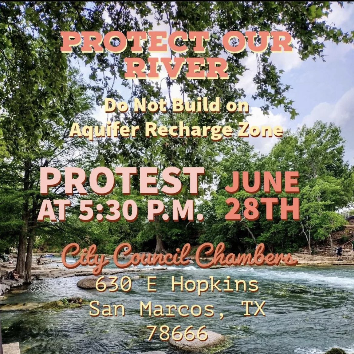 byejudymoody's tweet photo. Central Texas residents and friends- join the protest of development on the environmentally sensitive Edwards Aquifer recharge zone!!!! June 28th at 5:30PM! https://t.co/ET0BOnVKkB