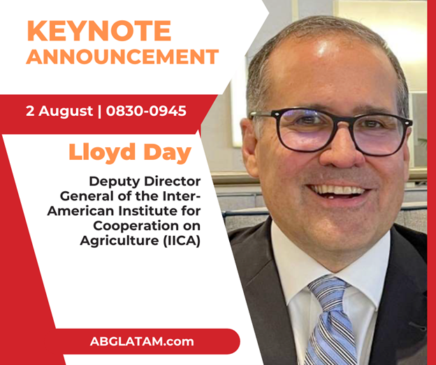 #ABGLATAM Keynote Announcement: Lloyd Day, Deputy Director General of the <a href="/IICAnews/">IICA</a>

Latin America Update: Challenges, Solutions, and Opportunities

View Full Agenda: ow.ly/jwiS50JE7jy 

#cropinputs #cropprotection #agtech #biologicals #planthealth #agsupplychain