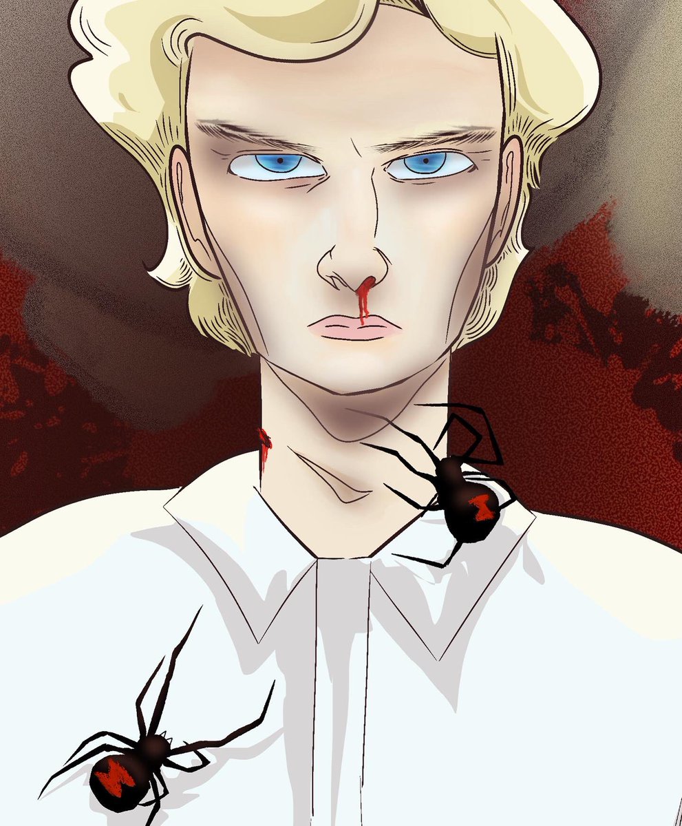 coldbykibum's tweet photo. TW // light gore, blood, spiders 
“He found his strength in a memory from his past. Something that made him sad. But also, angry." @Jamiebower https://t.co/uPHMPpGsUl