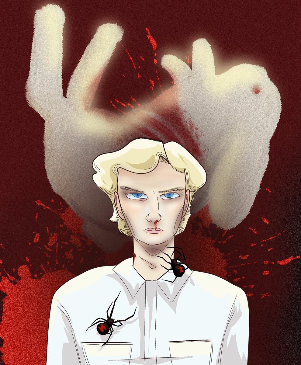 coldbykibum's tweet photo. TW // light gore, blood, spiders 
“He found his strength in a memory from his past. Something that made him sad. But also, angry." @Jamiebower https://t.co/uPHMPpGsUl