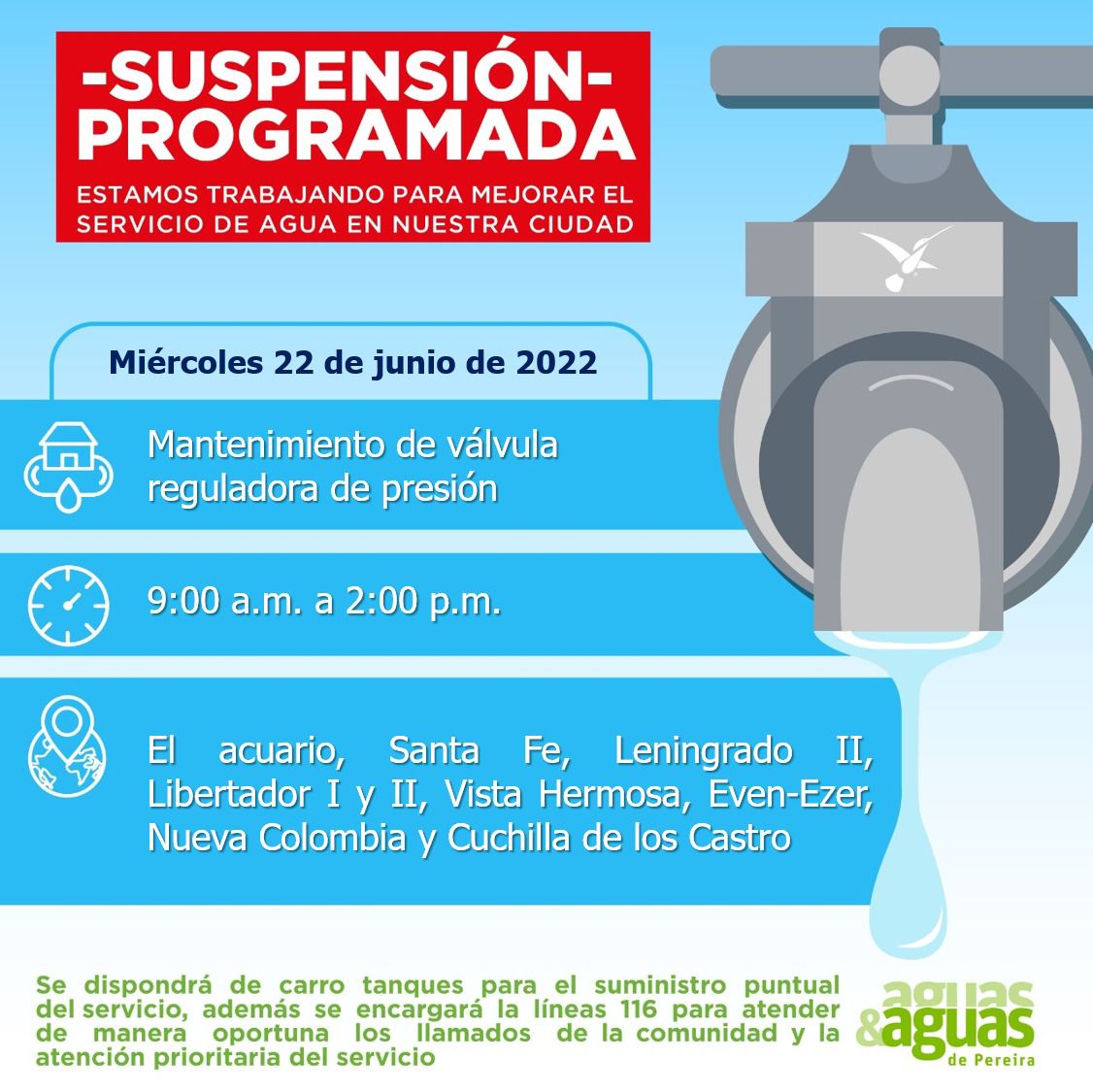 SIN AGUA ALGUNOS BARRIOS EN PEREIRA MAÑANA 
#LaCariñosaPereira