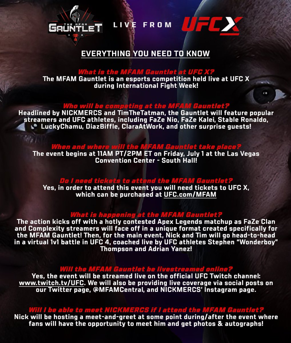 ⚔️ Our #UFCxMFAM Gauntlet is just around the corner! Here’s everything you need to know about the event ⬇️