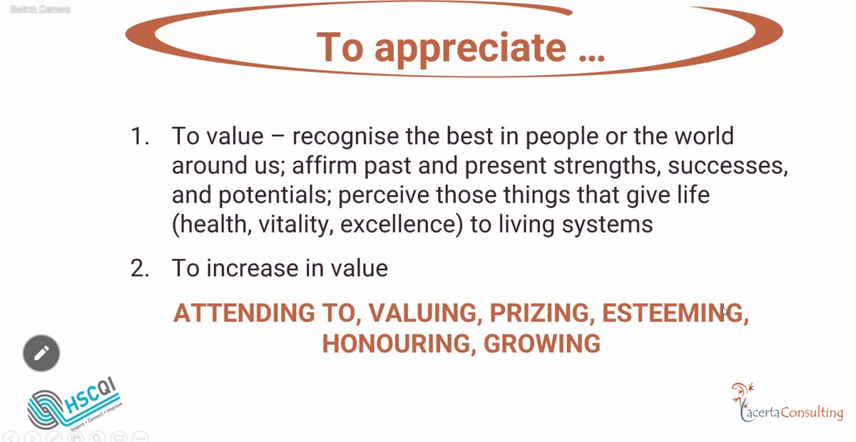 LaureMartin13's tweet photo. The last couple of days have been eye opening 👀 with @lacertachange &amp; @AppreciatingP. What is #strong instead of what is wrong? Let’s build a culture where staff qualities are valued &amp; amplified. @jmortonQI @mdocok @LfEcommunity @greatixSHSCT @HSCQI #AppreciativeInquiry #GREATix https://t.co/rV78TIXego