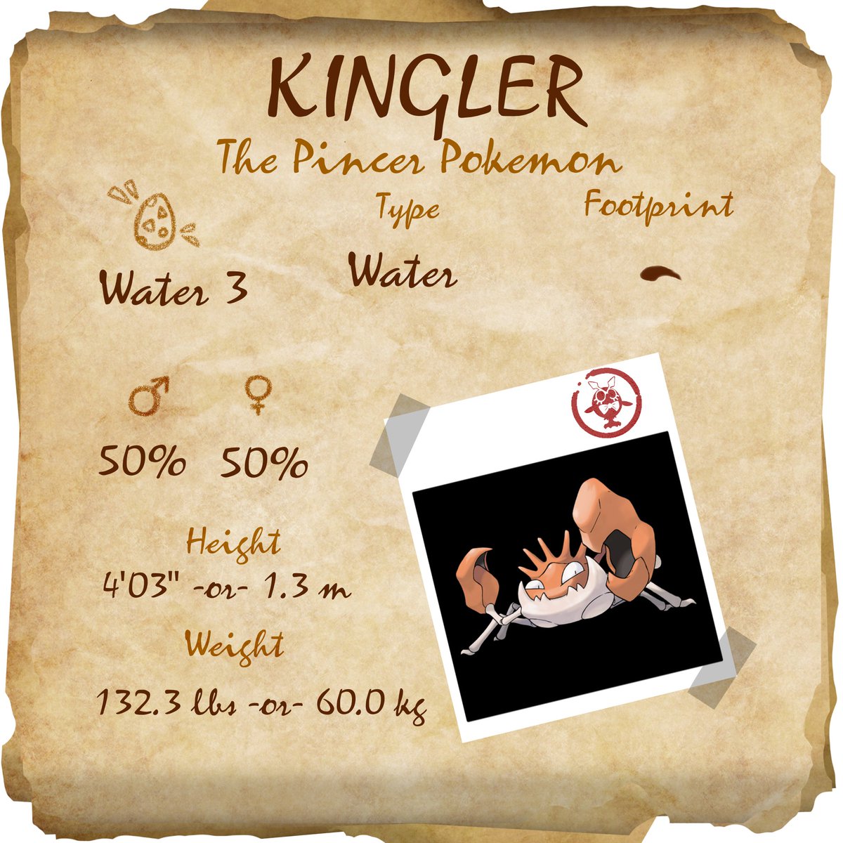 Attention Students! Tomorrow we are learning about Kingler, the Pincer Pokémon. With its giant claw, Kingler can crush almost anything. However, its effectiveness in combat is severely limited. Check out tomorrow's lesson to find out why!

#pokemon #pokedex #podcast
