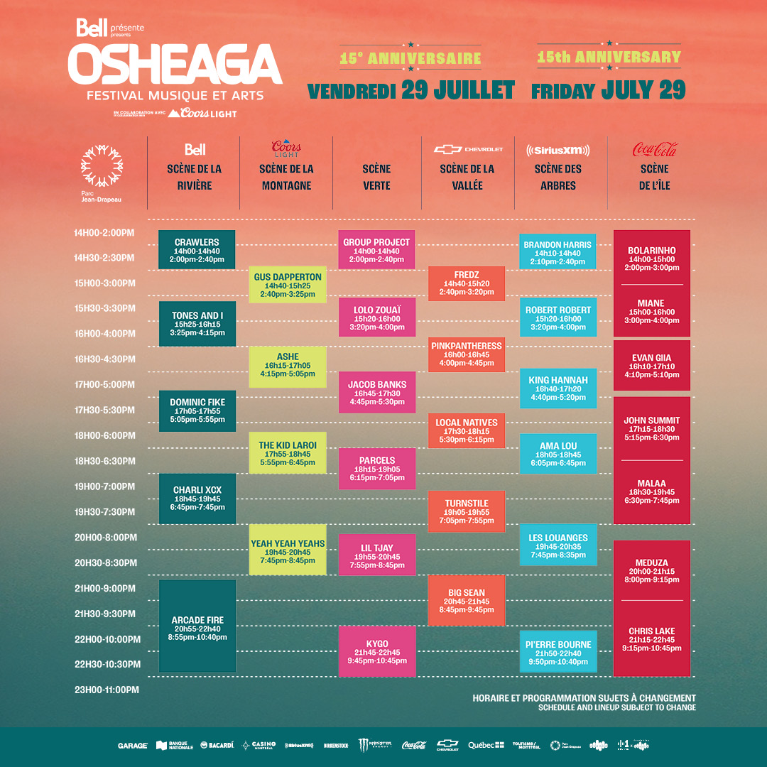 2022 Osheaga schedule