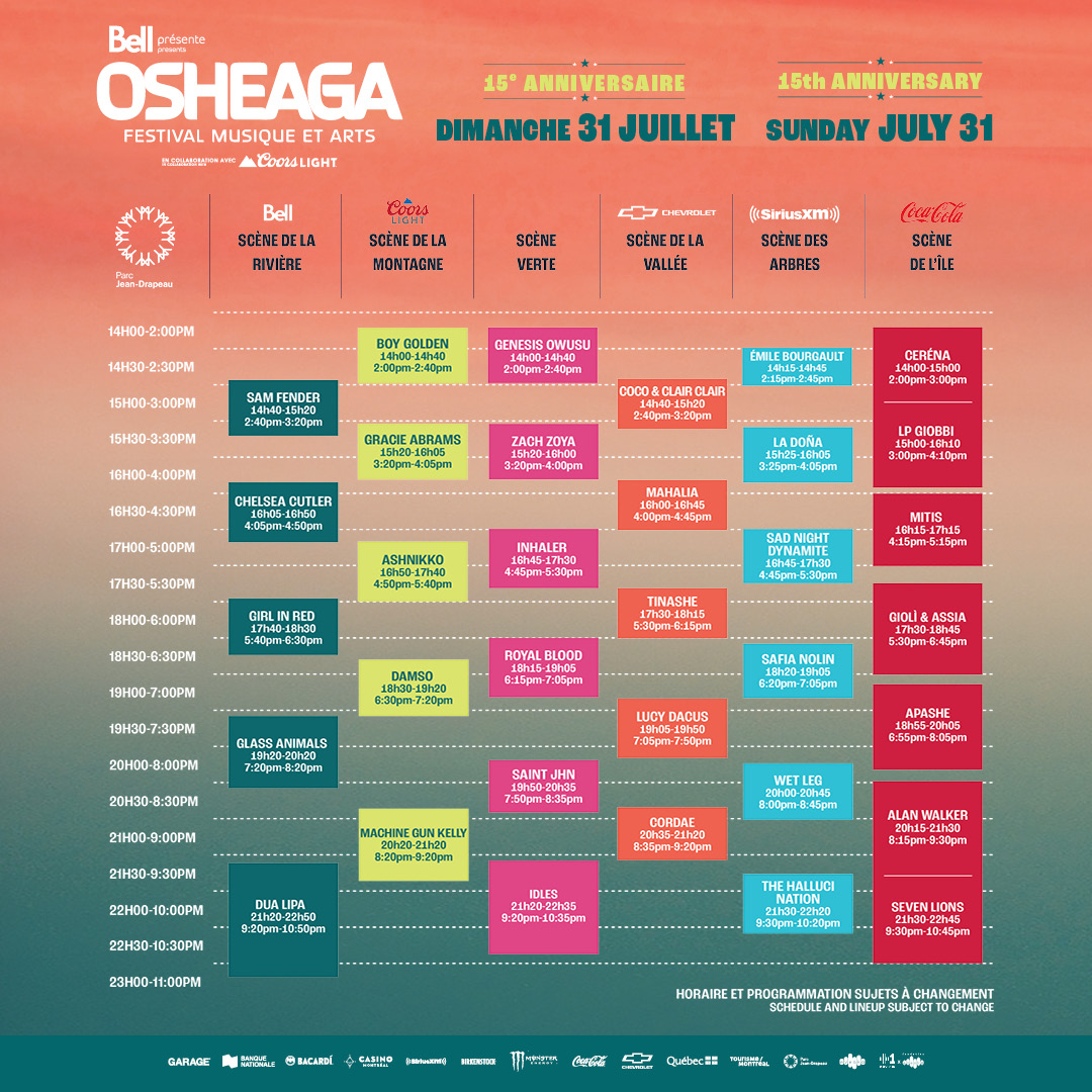 Osheaga schedule