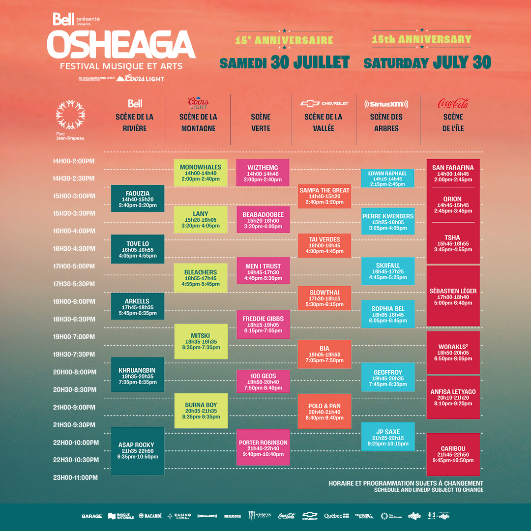 Osheaga schedule 2022