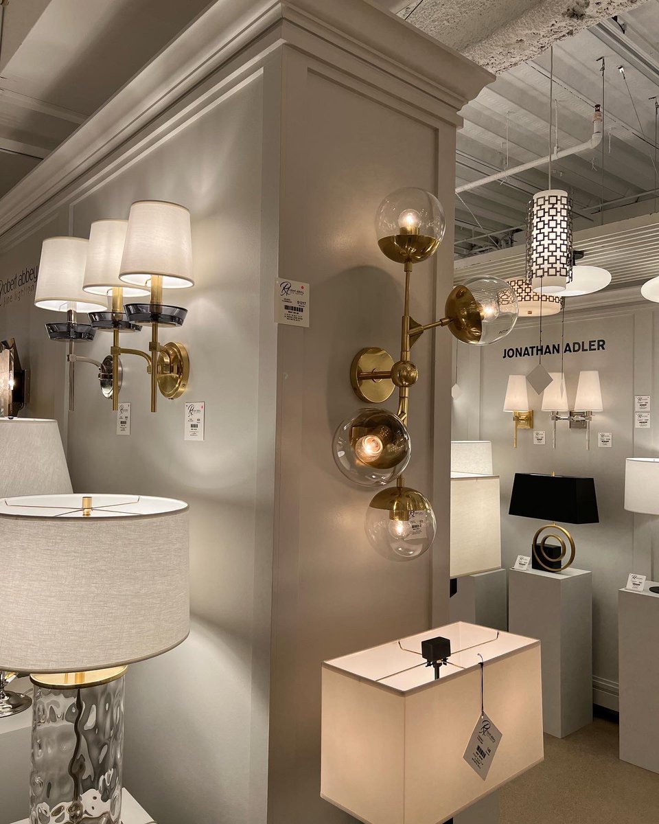 RobertAbbeyInc's tweet photo. Just a sneak peek of our showroom at Dallas Market Center! Lightovation is this week (June 22-25)! Stop by and see our beautiful selection of fine lighting in person — WTC 305-1.  #ShiningBrighter #FineLighting #RobertAbbeyInc #Lightovation #DallasMarketCenter #Showroom https://t.co/pPjaR3pyut