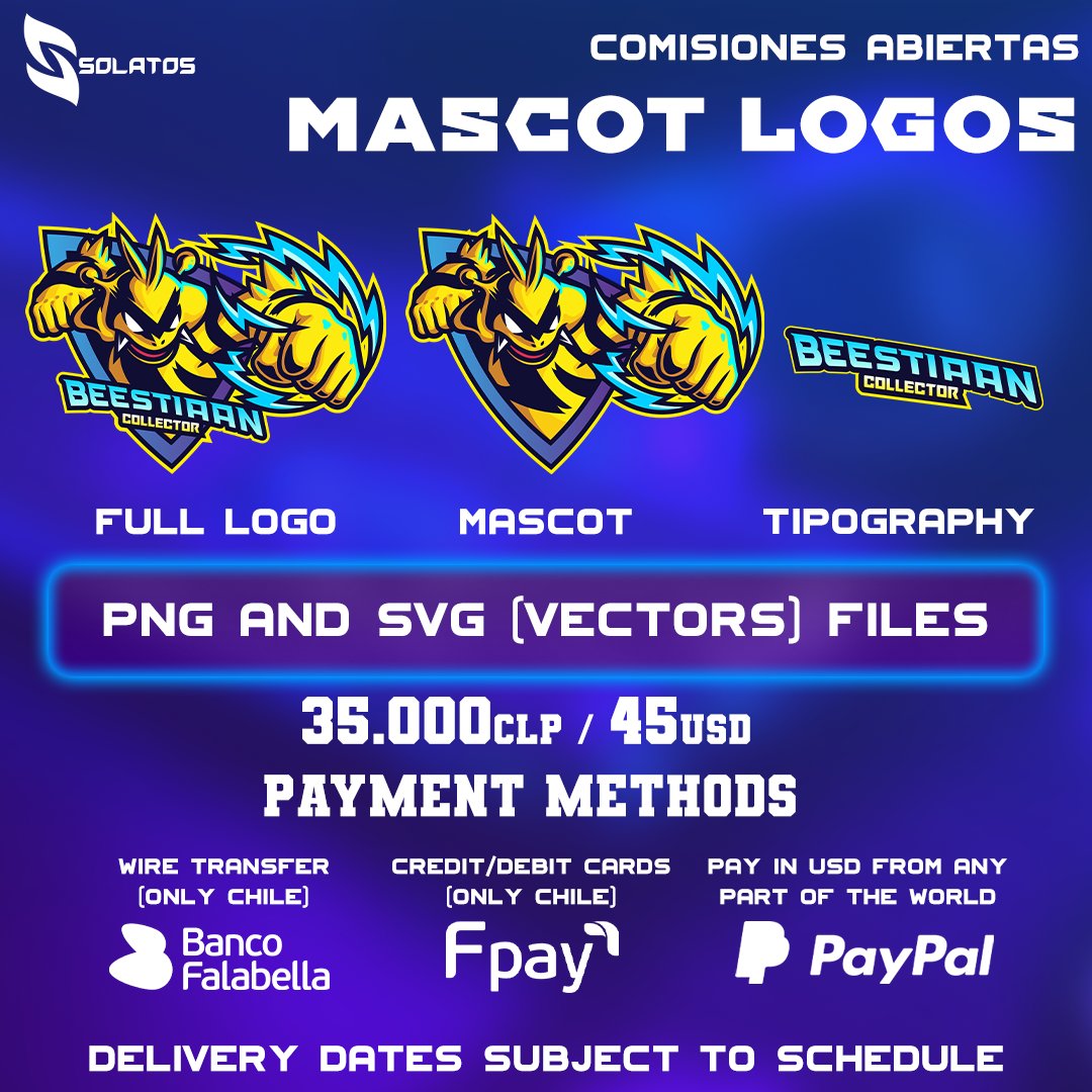 Open Commisions for MascotLogos! 
if youre insterested send DM :)
#logo #mascotlogo #design #gaming #pokemon #art #commision #logotype #branding